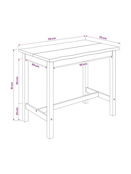 Masă Bar din Lemn Masiv Alb 112x70x91 cm