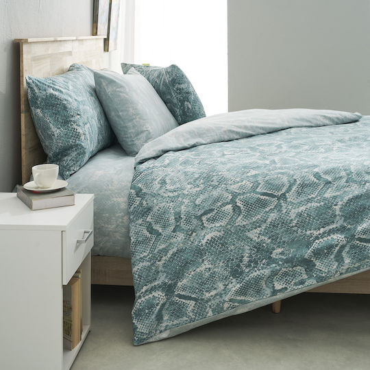 Charalambidis Textiles Шалтета Юпърдипло От Памук И Полиестер Тюркоазено 220x240см