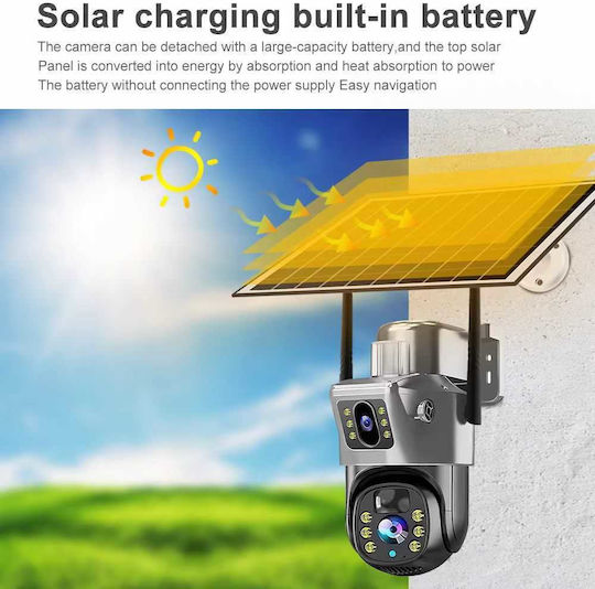 020317 IP Dual Камера За Наблюдение Wi-Fi/4G 16MP Водоустойчива С Батерия С Двупосочна Комуникация
