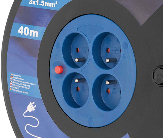 Geko Extension Reel Cord 3 x 1.5mm²/40m Black
