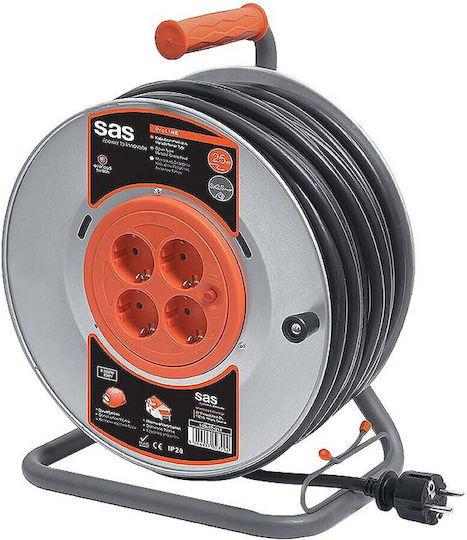 SAS Cablu de prelungire 4 locuri cu cablu de 25m Diametru 3 x 1.5mm² Argintiu