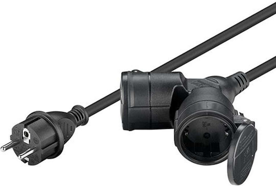 Goobay Waterproof Extension Cable Cord 3 x 1.5mm²/5m Black