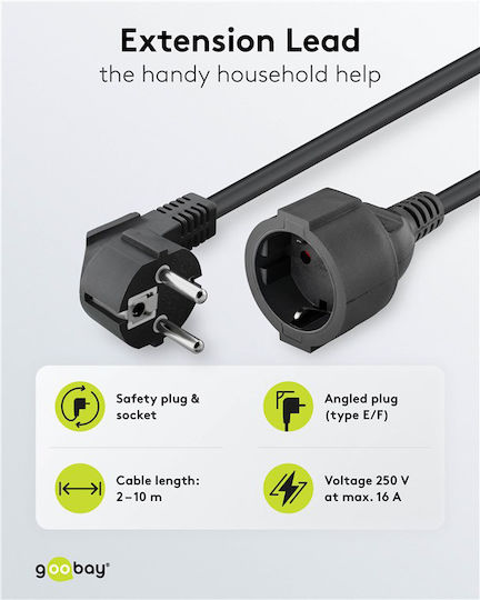 Goobay Extension Cable Cord 5m Black
