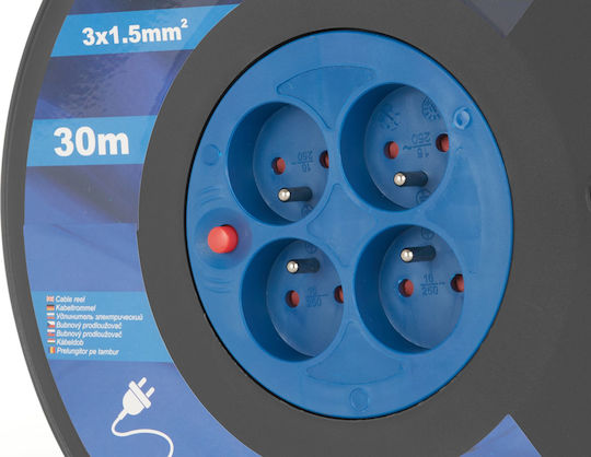 Geko Extension Reel Cord 3 x 1.5mm²/30m Black