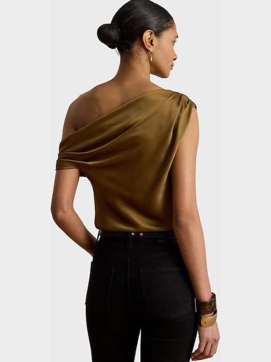 Bluse Für Damen Satin Brick Braun