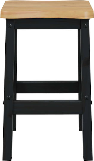 Скамейка Бар с Гръбнак Дървено Черно 2 Бройки 40x29x63см