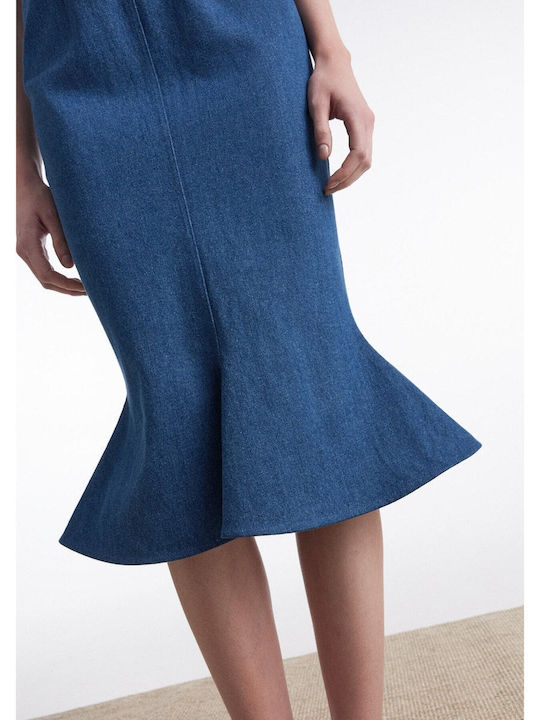 Summer Midi Denim Blue Dress