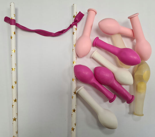Pink White Balloon Topper Gold Confetti