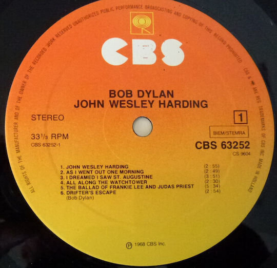 Bob Dylan John Wesley Harding Vinyl