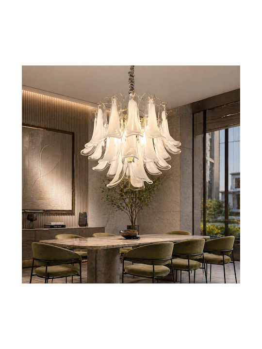 Alista Home Candelabru 7xE14 Ø60cm cu Cristale Alb AT1CT-IM1P-HT2L-CC5052/600WH