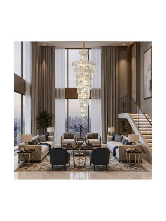 Alista Home Candelabru 27xE14 Ø60cm cu Cristale Auriu AT1CT-IM1P-HT2L-CC112/600X1800BKGD