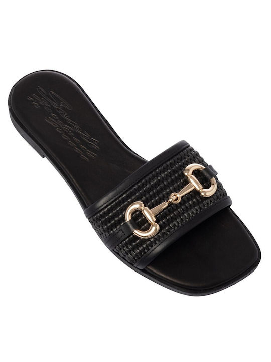 Damen Flache Schwarze Sandalen