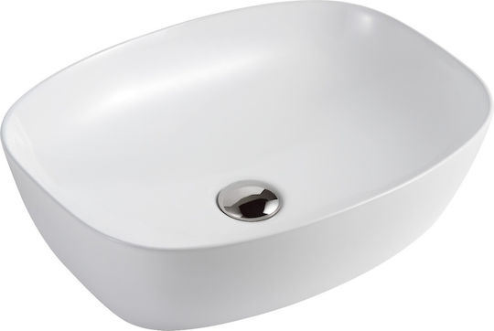 Piccadilly Einbau Badezimmerwaschbecken aus Porzellan mit Wasserhahn 50x39cm Weiß