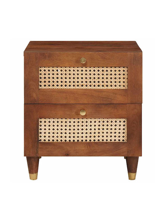 Κομοδίνα Ξύλινα Καφέ 2τμχ 40x33.5x46cm