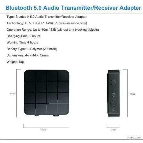 2in1 Bluetooth 5.0 Transmitter Receiver Tv Car Wireless Stereo Adapt Deco Ελαφρύς Ασύρματος Πομπός Δέκτης Ήχου Bluetooth
