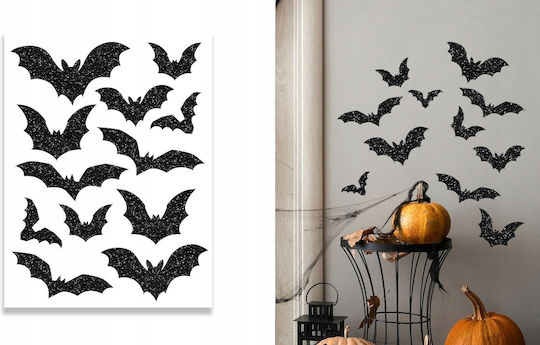 Wall Stickers Decoration Glitter Black Bats Halloween