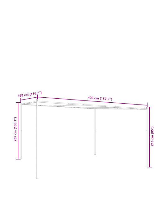vidaXL Garden Gazebo with LEDs Green 4x3.98m