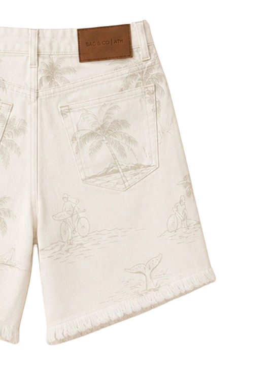 Damen Hohe Taille Shorts Off White