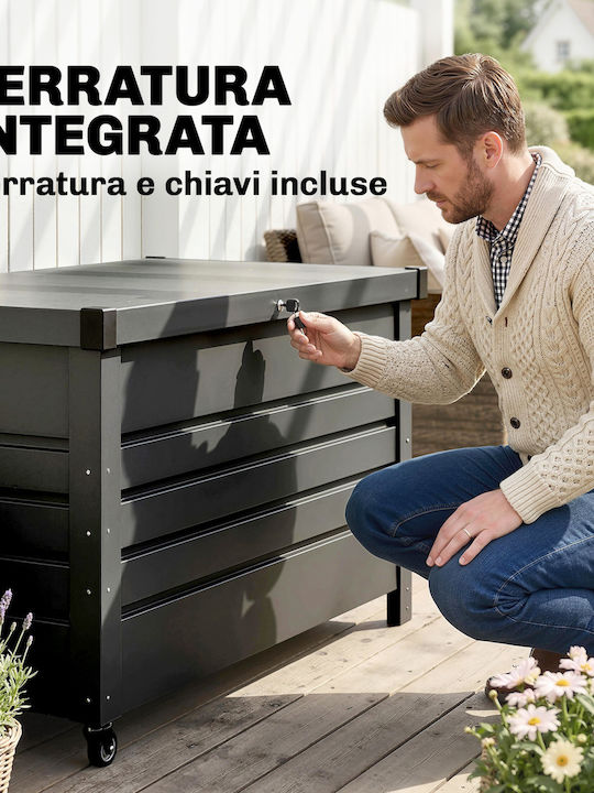 Outsunny Outdoor Storage Box Metal 350L Grey L120xW61xH67cm