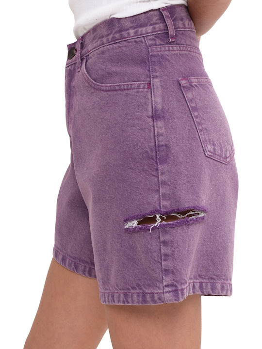 Γυναικείο Τζιν Ψηλόμεσο Σορτς Purple