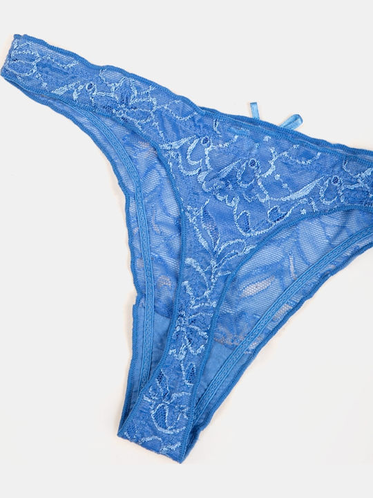 Lace Blue String Briefs Size S M Blue