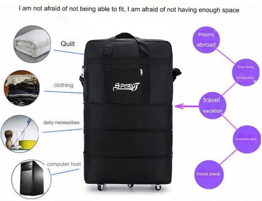 Sack Voyage Black with Wheels Fabric M80xW20xH47cm