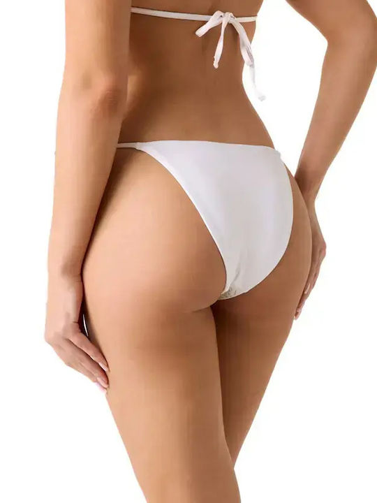 Bikini Șir de caractere cu dantelă Alb