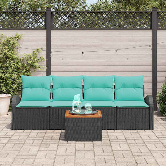 Set Cameră De Zi Pentru Exterior Din Material Sintetic 5 Piese Turcoaz Cu Perne
