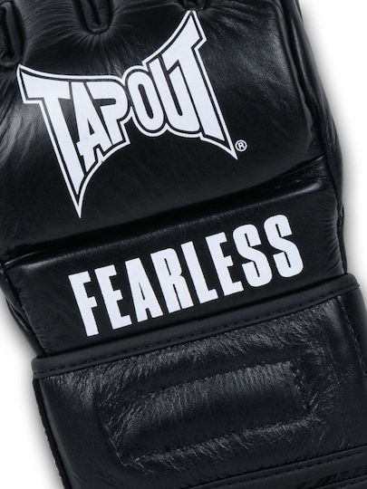 MMA Gloves Tapout Fearless Leather MMA Gloves Black White