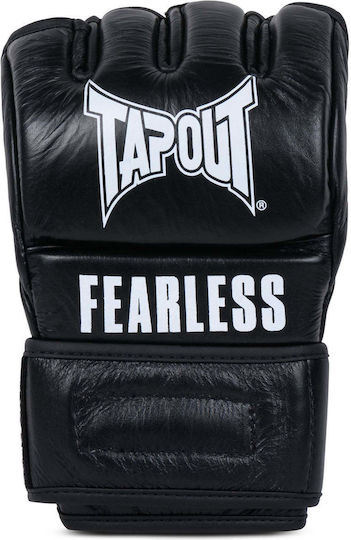 MMA Gloves Tapout Fearless Leather MMA Gloves Black White