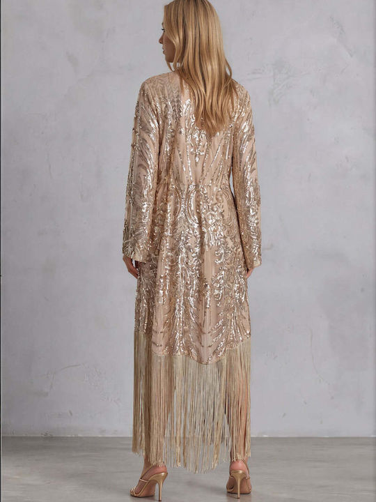 Μακρύ Γυναικείο Κιμονό Light Gold