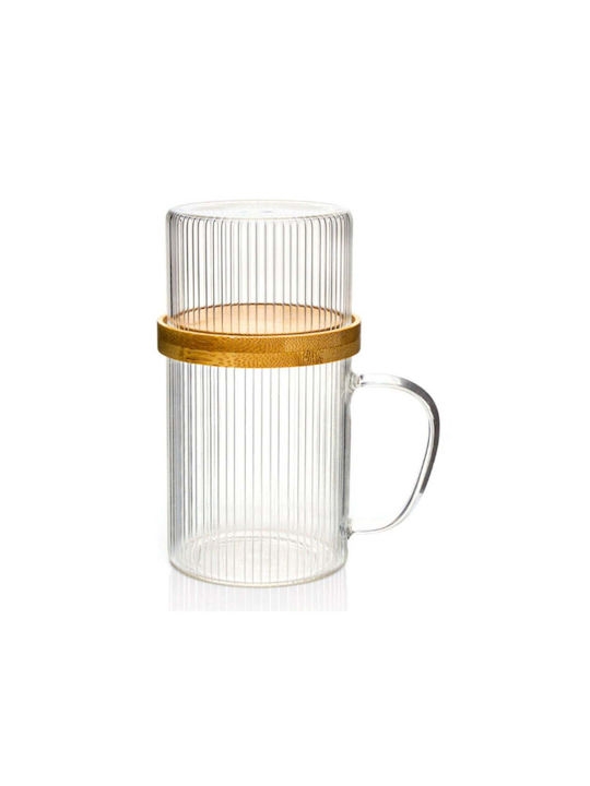 SteweHome Κούπα Γυάλινη με Καπάκι Λευκή 300ml 3τμχ