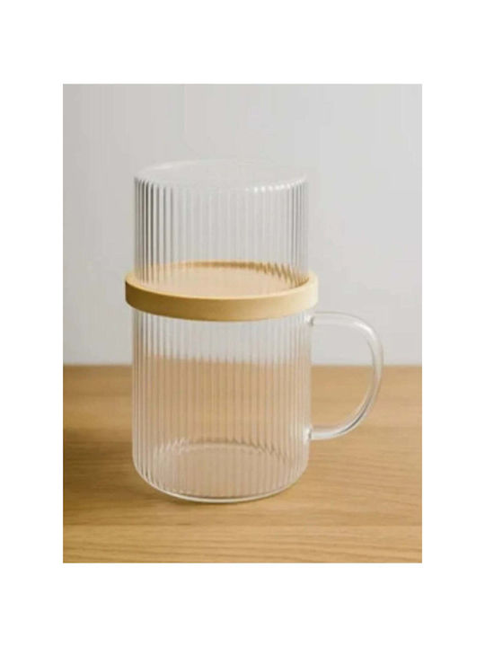 SteweHome Κούπα Γυάλινη με Καπάκι Λευκή 300ml 3τμχ