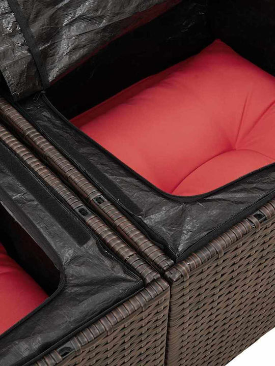 Corner Outdoor Sofa Rattan with Cushions 55x55x37cm