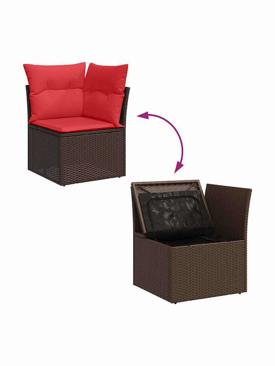 Corner Outdoor Sofa Rattan with Cushions 55x55x37cm