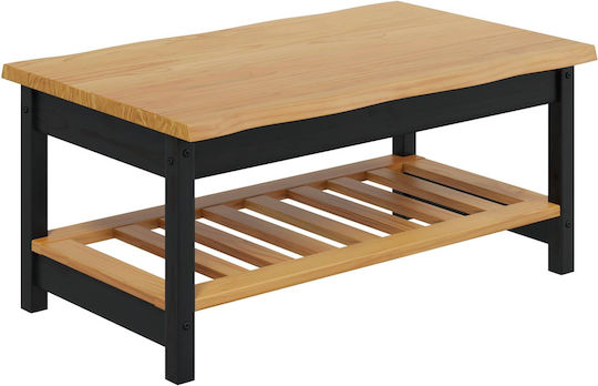 vidaXL Kaffeetische mit Funktionales Design Zentral Massivholz Schwarz M100xL60xH45,5cm