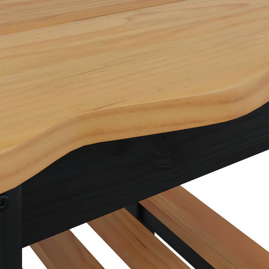 Square Solid Wood Side Table from Solid Wood Black 50x50x45.5 cm