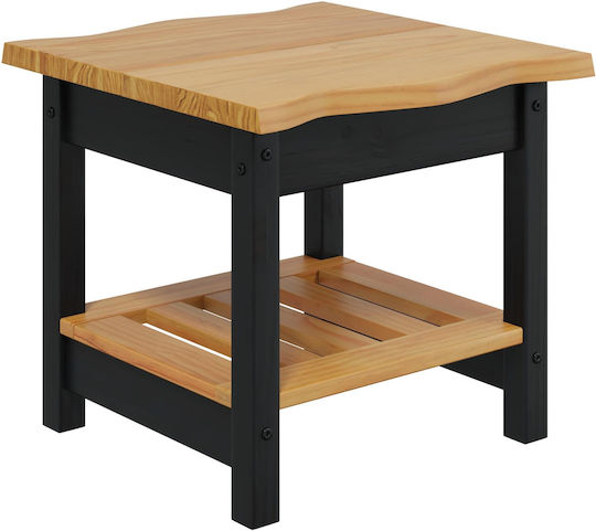 Square Solid Wood Side Table from Solid Wood Black 50x50x45.5 cm