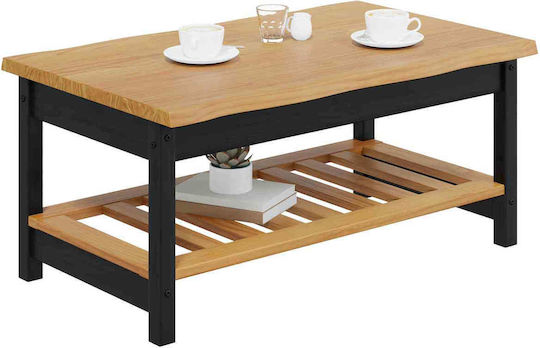 vidaXL Kaffeetische mit Funktionales Design Zentral Massivholz Schwarz M100xL60xH45,5cm