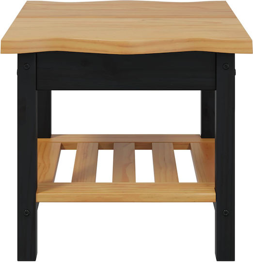 Square Solid Wood Side Table from Solid Wood Black 50x50x45.5 cm
