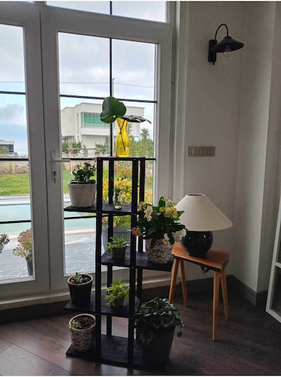SteweHome Wooden Black Plant Stand Shelf 22.5x20x115cm