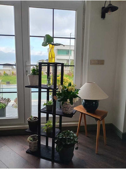 SteweHome Wooden Black Plant Stand Shelf 22.5x20x115cm