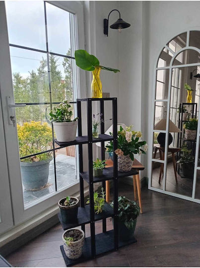 SteweHome Wooden Black Plant Stand Shelf 22.5x20x115cm