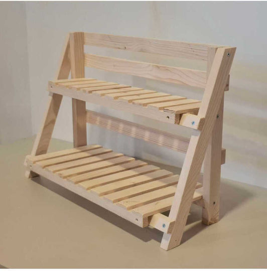 SteweHome Βάση Γλάστρας Ξύλινη Μπεζ 50x20x35εκ.