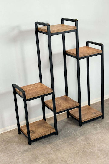 SteweHome Metal Black Plant Stand 22x22x80cm