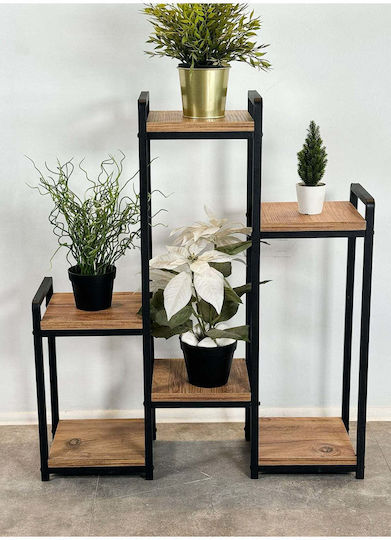 SteweHome Metal Black Plant Stand 22x22x80cm