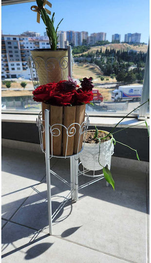SteweHome Βάση Γλάστρας Μεταλλική Λευκή 18x18εκ.
