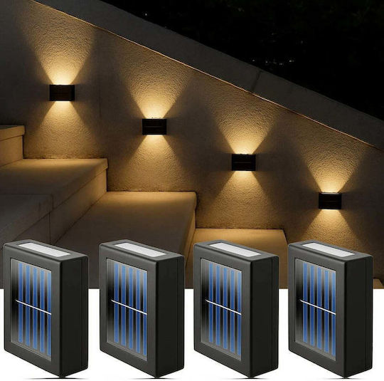 SteweHome Set of 4 Wall Mounted Solar Lights with Photocell 7.3x4.8cm