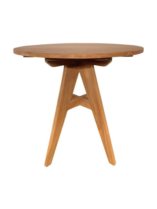 Cadrada Round Kitchen Table from Solid Wood Natural Shade 80x80x76cm