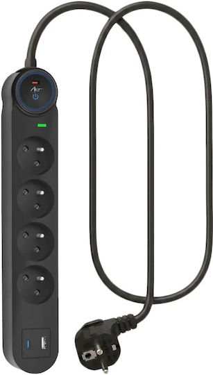 Art Захранваща Лента 4 Изхода с USB-A USB-C и Кабел 1.5м